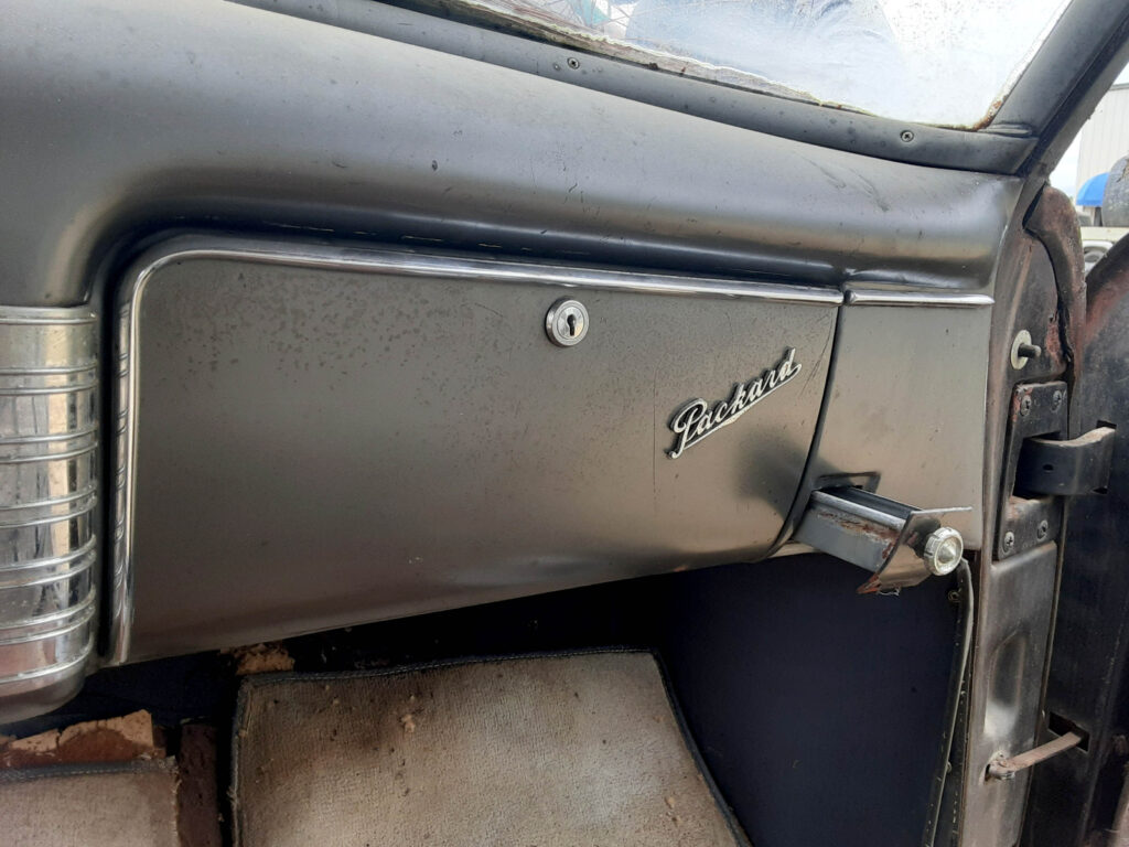 1953 Packard Cavalier ash trray and glove box, locked (no key).