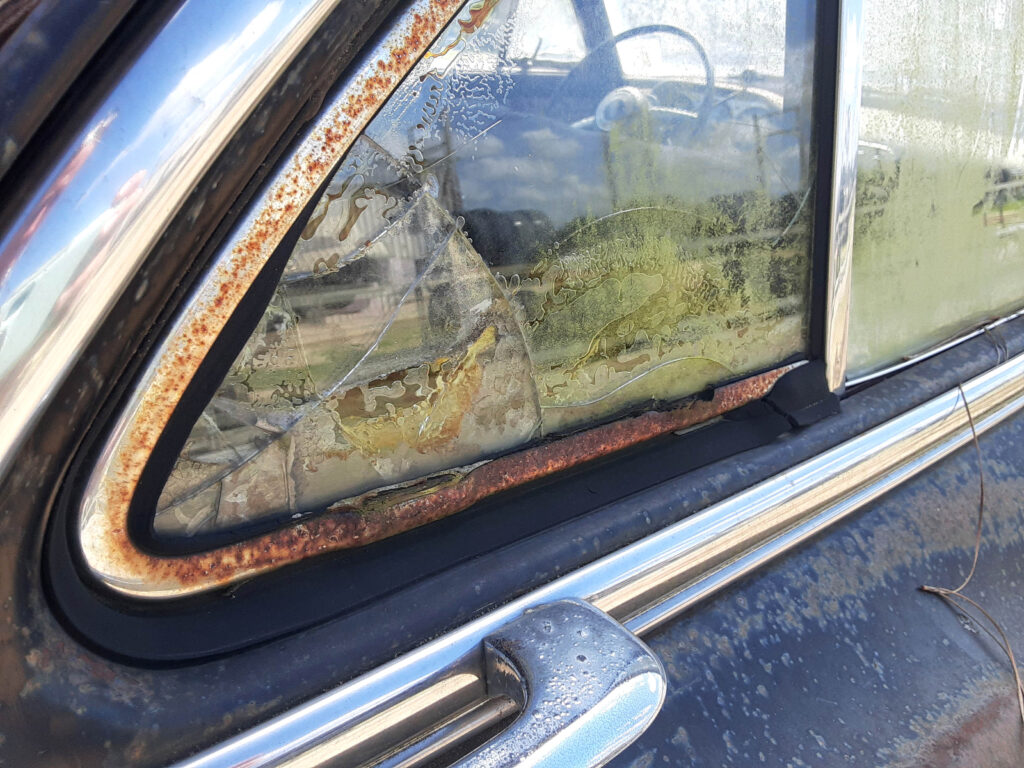 1953 Packard Cavalier rear passenger side window.